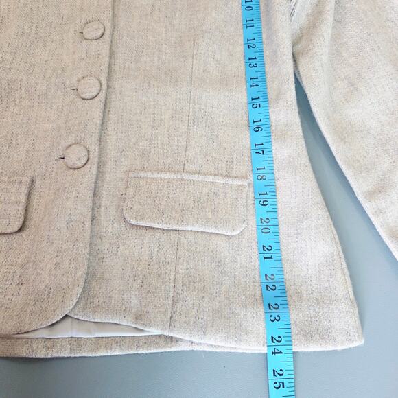 Marlies Grace Cate Coat - Blazer With Cape-Style Sleeves in Cream Grey Wool XS - Picture 11 of 14